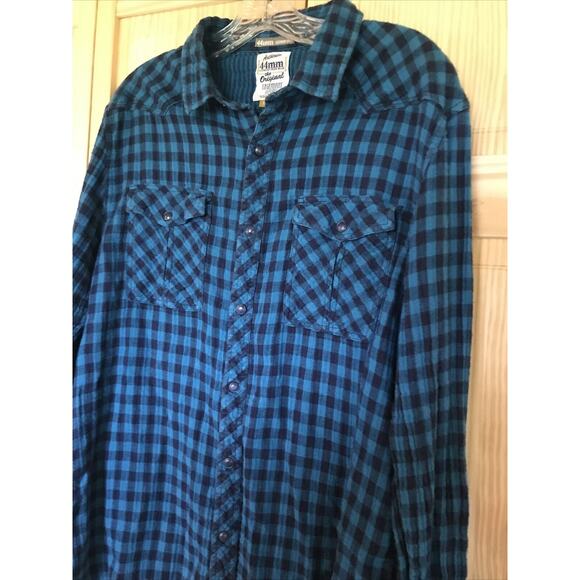 44mm Legendary Work Wear Original Vintage Men’s XL Blue Plaid Snap Button Shirt - Picture 6 of 16